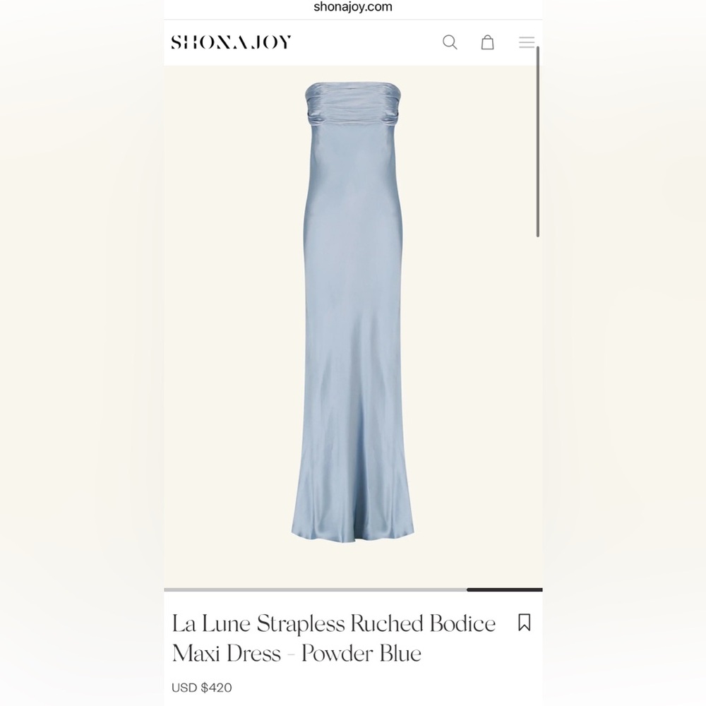 Brand New Shona Joy La Lune Strapless Ruched Bodice Maxi Dress - Blue, size 4